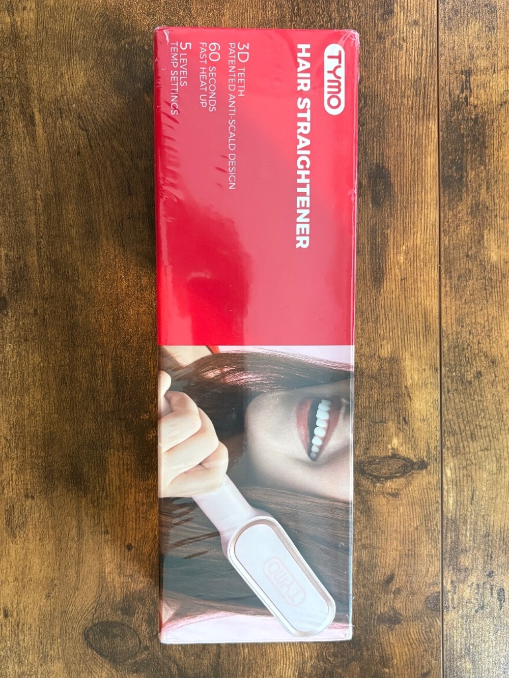 NWT - Unopened TYMO Ring Hair Straightener Comb/Brush for Women, Pink